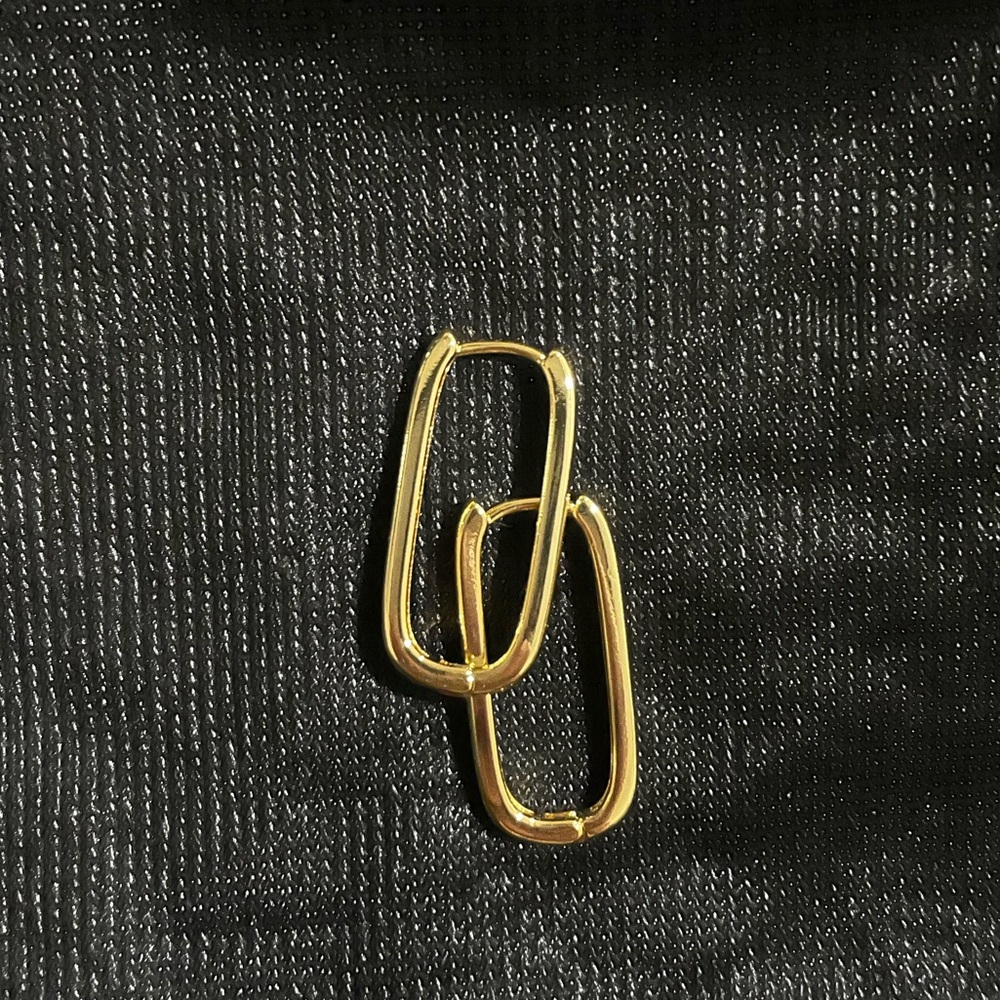 Gold Rectangular Hoops